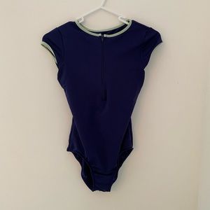 Mariia Womens Lily Zip Front Short Sleeve Leotard